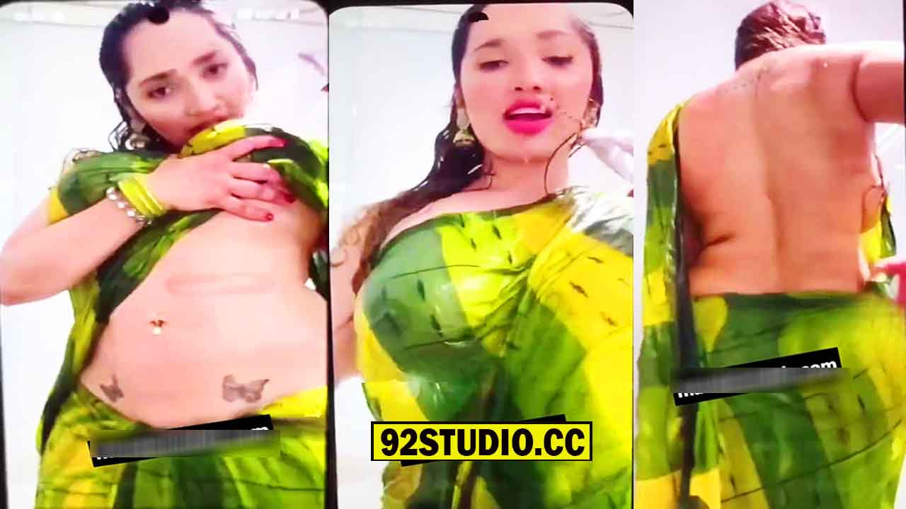 Aditi Mistry Nude ASS Boobs Nipples Expose in Wet Green Saree – P04